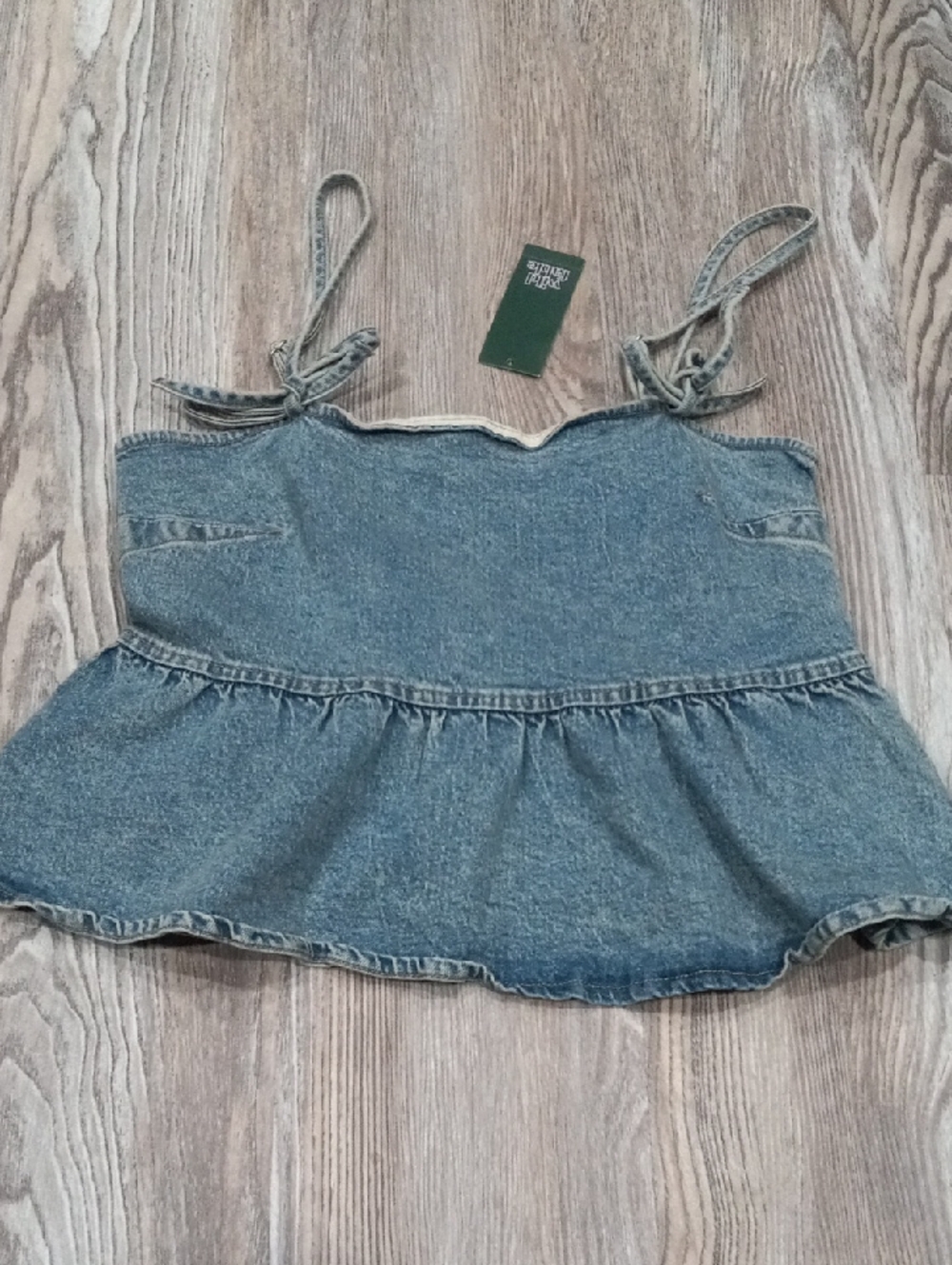 Wild Fable Denim Peplum Adjustable-Strap Tank Top - Light Wash Top